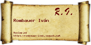 Rombauer Iván névjegykártya