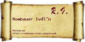 Rombauer Iván névjegykártya